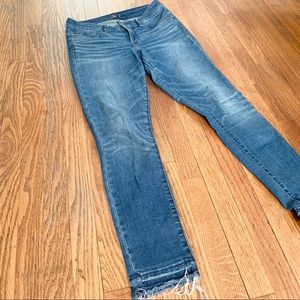 Abercrombie Harper low rise ankle jeans frayed